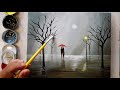 Pintura em tela Paisagem de chuva como pintar passo a passo ( técnica acrílica sobre tela)