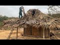 The man alone built a wooden house and tamed animals in the high mountains