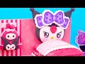 💜 KUROMI vs MY MELODY 🌸 Build Pink Bedroom with Two Bed, Aquarium from Clay ❤️ DIY Miniature House
