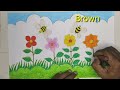 Garden scenery drawing with bee easy step by step honey bees scenery drawing