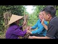 The mute wife and the policeman help the old woman in the forest.