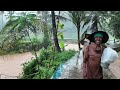 Heavy Rain and Thunderstorms in Cool Village Life | Walk inThunderstorm and Powerful Thunder, ASMR.