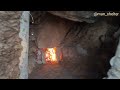 An exciting trip.  Building a hut under the rock