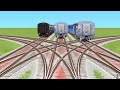 7 Trains Crossings Railroads 🧬 & Back To Back Cross Curved Branched Tracks || #railway