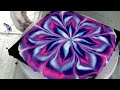 (490) Pour over a GLASS  bottom ~ Reverse flower dip with paper napkin ~ Acrylic pour flower