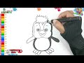 How to Draw and Color Chicken, Rabbit, Penguin and Gecko | Easy Tutorial for Kids