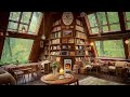 Spring Jazz Relaxing Music ☕ Cozy Cabin with Coffee Shop Ambience | Relax Jazz Music for Study, Work