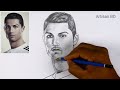 Pencil Sketch of Cristiano Ronaldo Face Easy Drawing, #cr7
