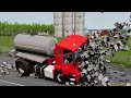 Cars vs Fast Flowing River and Fire Speed Bump #2 🔥 BeamNG Drive