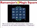Srinivasa Ramanujan and his magic square