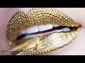 Makeup Tutorial Step by Step Using Gold Pigment & Studs | Lip Art