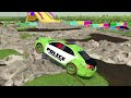 TRANSPORTING POLICE CAR JUMP to HOLE - FS22