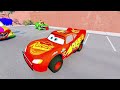 Fat cars vs LONG CARS vs Funny Cars with Stairs Color - Cars vs Rails and Trains - BeamNG.drive
