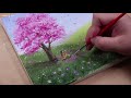 Under cherry blossom tree / Acrylic painting for beginners / PaintingTutorial