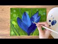 Blue flower painting | How to paint a crocus | Step by step