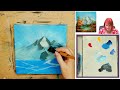 EASY Snowy Mountain  Stream 💛💙❤️ PRIMARY COLOR CLASS: How to paint acrylics for beginners