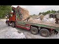 incredible Process of Huge Truck Unloading Stone In The Factory & Making Marbile,s Manufacture