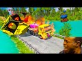 TRANSPORTING PIXAR CARS & FRUITS WITH COLORED & JOHN DEERE vs CLAAS vs TRACTORS - BeamNG.drive