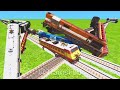 CRAZY SPEED TRAIN FULL PRESSURE HITS THE FOUR TRAINS AT RAILROAD CROSSED🔺Train Simulator TrainsFun