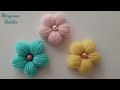 Çatalla Puf Çiçeği Yapılışı / Super Easy Woolen Flower making with Fork