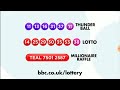 BBC 1 Lottery results by continuity announcer with speech impediment