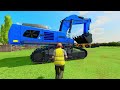 TRANSPORTING EXCAVATOR, MIXER TRUCK, BULLDOZER, POLICE CARS TO GARAGE WITH MANTRUCK CONTAINER - FS22