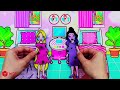 [🐾paper Diy🐾]  Pink Vs Black Family Decor Boy & Girl Twins New Room | Rapunzel Compilation 놀이 종이