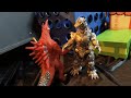 STOP MOTION BANDAI BRAWL // Godzilla & Kiryu VS GiganRex & King Ghidorah