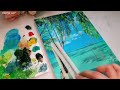 Easy way to Paint a Beach Scene || Acrylic Painting for Beginners