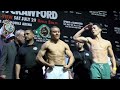 Isaac Cruz and Giovanni Cabrera INTENSE face off & weigh in for Spence vs. Crawford undercard