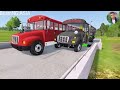 TRANSPORTING PIXAR CARS & FRUITS WITH COLORED & JOHN DEERE vs CLAAS vs TRACTORS - BeamNG.drive #962