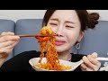 [Mukbang ASMR] Buldak Enoki Mushrooms 🔥 Jjajang & Spicy Ramen with shrimp 🦐 Recipe eating Ssoyoung
