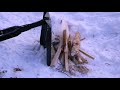 Winter Overnighter Deep In the Wilderness - Fork Carving - Lots of Snow - Bushcraft Stool
