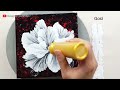 (511) Elegant white flower | String pull technique | Fluid Acrylic for beginners | Designer Gemma77