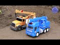 Rescue fire truck from fire with excavator and crane truck | Police car toy stories | Mega Trucks