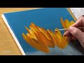 How to Draw Yellow Flowers Blooming in the Snow / Acrylic Painting Tutorial