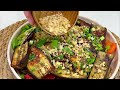 Warm Beijing eggplant salad with walnuts! Fast, tasty and healthy! No frying and no meat!