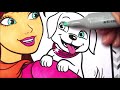 How to Color Barbie Girl 2020 with Brown and Rainbow Hair Coloring Drawing Puppy for Kids