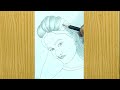 How to draw a girl with iphone / Girl drawing easy - pencil sketch.