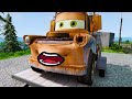 Big & Small:McQueen Supercar & Mater vs Mack Truck ZOMBIE TOXIC SLIME Trailer cars in BeamNG.drive