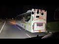 SCANIA MULTIAXLE CHASING VOLVO B11R at full speed 120 kmph dangerous overtaking skilled driving