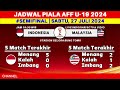 Jadwal Semifinal AFF U 19 2024 - Indonesia vs Malaysia - Australia vs Thailand - Piala AFF U19 2024