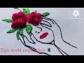 Rose flower and girl  embroidery |Floral  hand embroidery 🧵  | Tips world embroidery