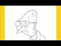 How to draw Professor Farnsworth with guidelines step by step (Futurama)