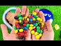 Satisfying Silver Bathtub & ASMR Mixing Candy With M&M's Box & Red T rex Dinosaur