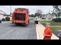 Logan crushing his old Ford ride on toy