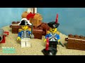 Lego Pirates Fort Hit by Tsunami - Dam Breach Experiment - Wave Machine vs Soldiers and Pirates