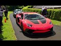 Supercars loud acceleration at the gumball 3000 x piston hill climb at Shelsley Walsh Hill climb