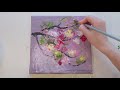 Flowering Tree｜Easy & Simple Acrylic Painting on Canvas Step by Step #016｜Relaxing Satisfying Video
