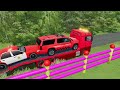 TRANSPORTING SUV POLICE CAR , SALOON CAR, WITH TOW TRUCK - FS22